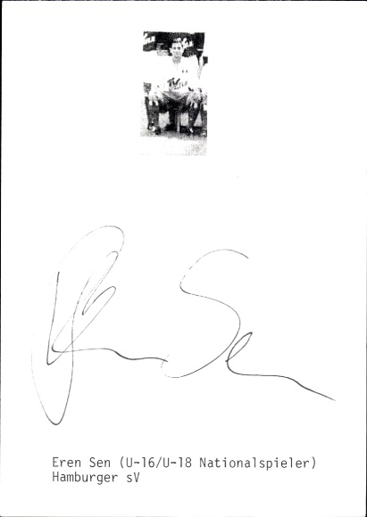 Autogrammkarte Fußballer Eren Sen, Hamburger SV, Autogramm