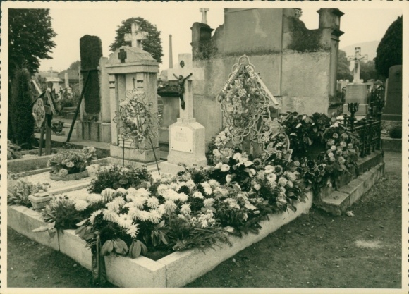 Foto Guebwiller Gebweiler Elsass Haut Rhin, Grabstätte von Joseph Roellinger-Hüsch, Friedhof