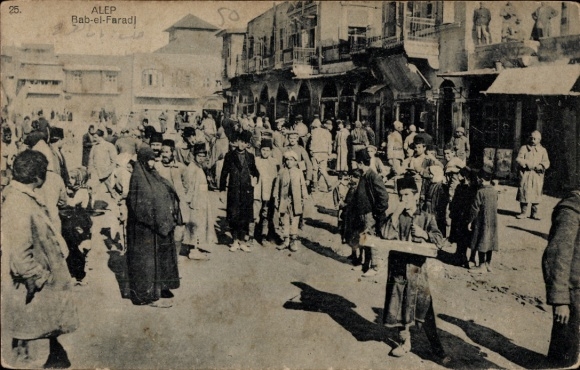 Ak Aleppo Syrien, Menschenmenge, Markt,  Bab-el-Farad,  Szenerie