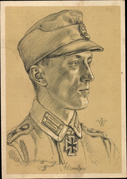 Künstler Ak Willrich, Wolfgang, Ritterkreuzträger Oberwachmeister Schmölzer, Portrait, VDA E 71