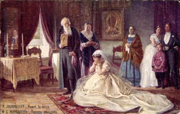 Künstler Ak Jouravleff, F., Avant la noce