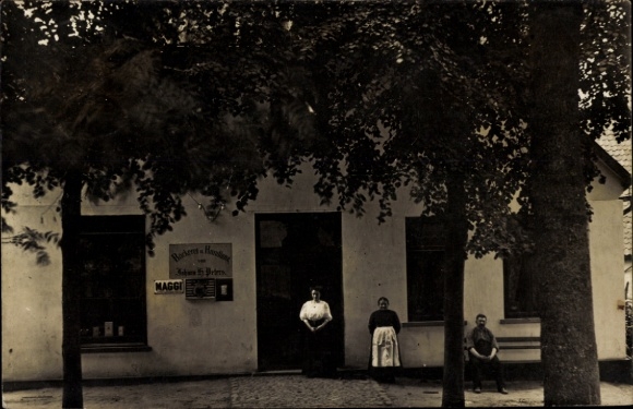 Foto Ak Harpstedt im Walde in Oldenburg, Geschäftshaus Herm. Peters, Reklameschild Maggi