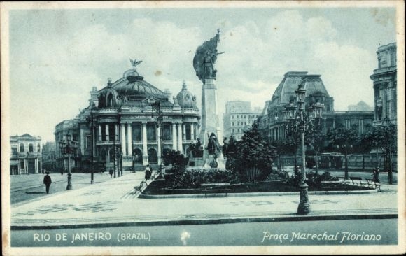 Ak Rio de Janeiro Brasilien,  Praça Marechal Floriano, Denkmal