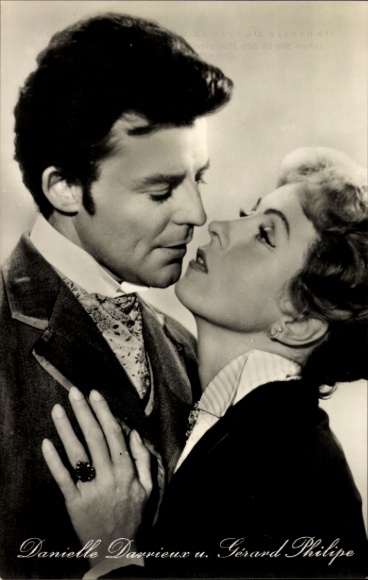 Ak Schauspielerin Danielle Darrieux, Schauspieler Gerard Philipe, Film Der schöne Octave