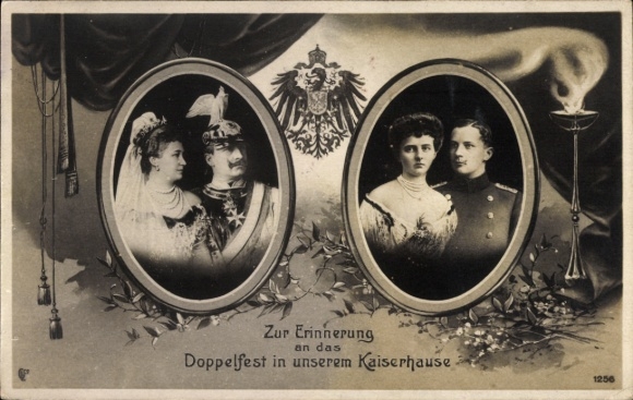 Ak Kaiser Wilhelm II., Kaiserin, Eitel Friedrich Prinz von Preußen