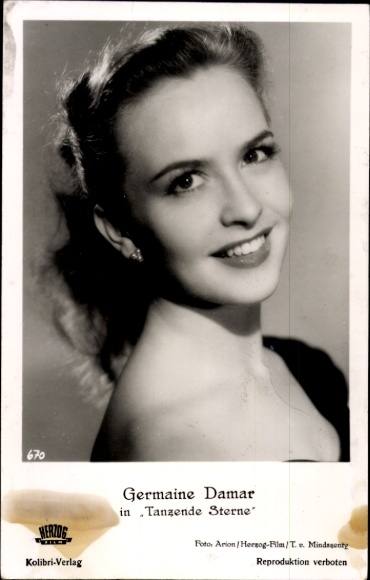 Ak Schauspielerin Germaine Damar, Portrait, Tanzende Sterne