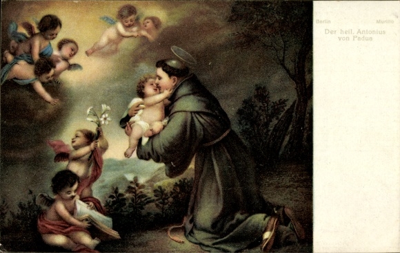 Künstler Ak Murillo, Der heil. Antonius von Padua,Engel