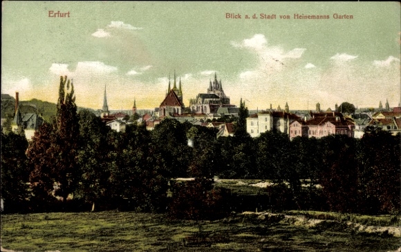 Ak Erfurt in Thüringen,  Stadtansicht, Heinemanns Garten, farbige 