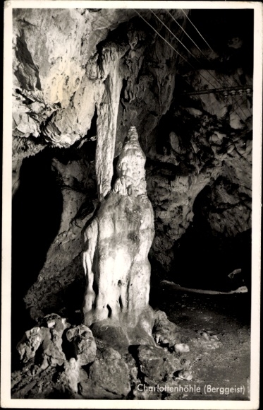 Ak Giengen an der Brenz, Charlottenhöhle, Tropfsteinhöhle, Berggeist