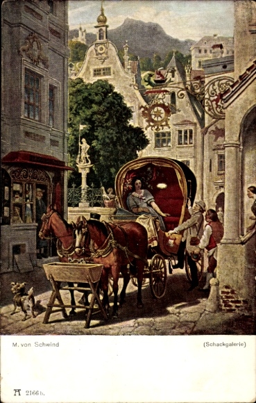 Künstler Ak Schwind, Moritz von, Die Hochzeitsreise, Kutsche, Ackermann 213 2166  b