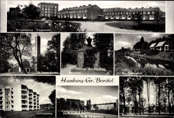 Ak Hamburg Groß Borstel, Wiegandweg, Köppenstr., Ehrenmal,  An der Tarpenbek, Ortleppweg