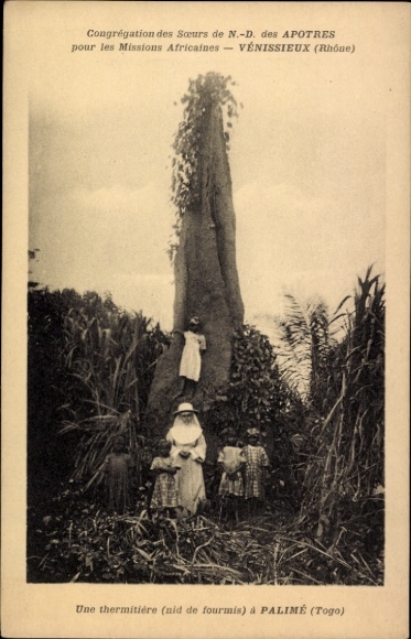 Ak Palime Kpalimé Togo, Thermitière, Frauen in traditioneller Kleidung, Pflanzen, Natur