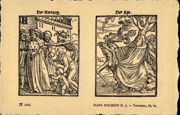 Künstler Ak Holbein, Hans d. J., Totentanz 13, 14, Hertzog, Apt