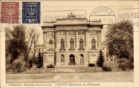 Ak Warszawa Warschau Polen, Biblioteka Universytecka