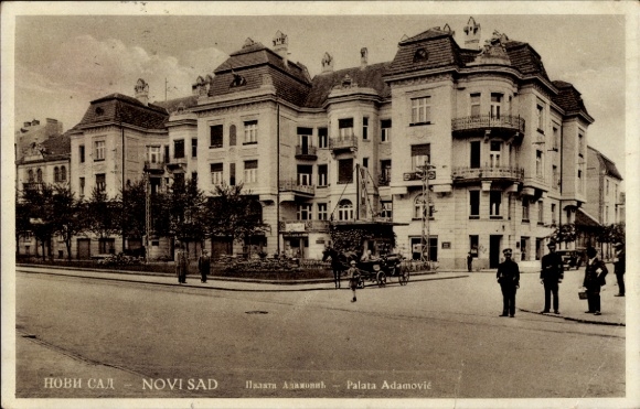 Ak Novi Sad Újvidék Neusatz Serbien,  Palata Adamović,  Gebäude, Straßenansicht