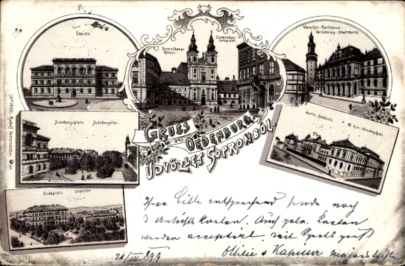 Ak Sopron Ödenburg Ungarn,  mit mehreren Ansichten, Gruß aus   Gebäude