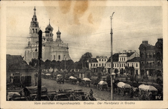 Ak Hrodna Grodno Weißrussland, östlicher Kriegsschauplatz, Marktplatz