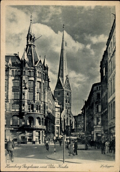 Ak Hamburg, Bergstraße und Petrikirche