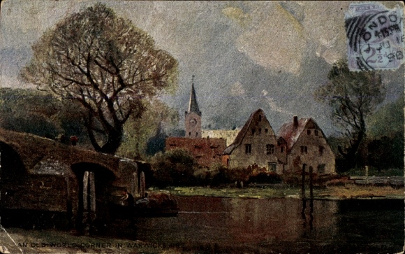 Künstler Ak Meinzolt, G. M., Gewitterregen, Ortschaft, Degi 359