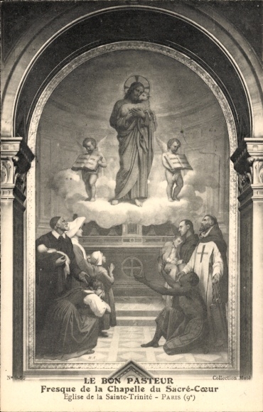 Ak Paris IX, Fresko der Gute Hirte, Kapelle des Heiligen Herzens, Kirche der Heiligen Dreifaltigkeit