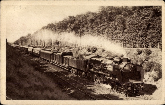 Ak Französische Eisenbahn, Chemin de fer, Nord, Locomotive, Dampflok, Train 72 Boulogne Paris