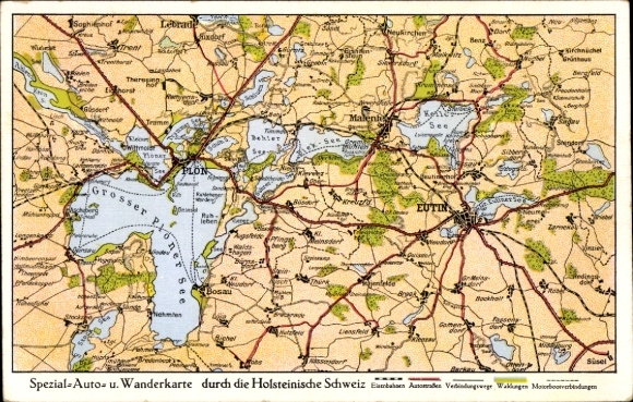 Landkarten Ak Eutin in Ostholstein, Spezial-Auto- und Wanderkarte, Holsteinische Schweiz