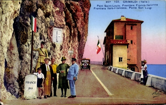 Ak Grimaldi di Ventimiglia Liguria, Französisch-italienische Grenze, Pont Saint Louis