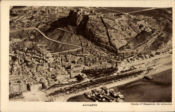 Ak Alicante Valencia Spanien, Ortsansicht, Luftbild