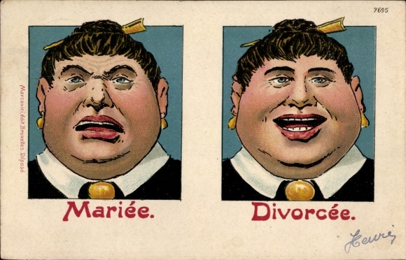 Litho Humor, Mariée, Divorcée