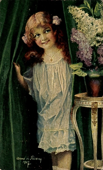 Künstler Ak von Riesen, Arno, Das Geburtstagskind, Junges Mädchen, Degi