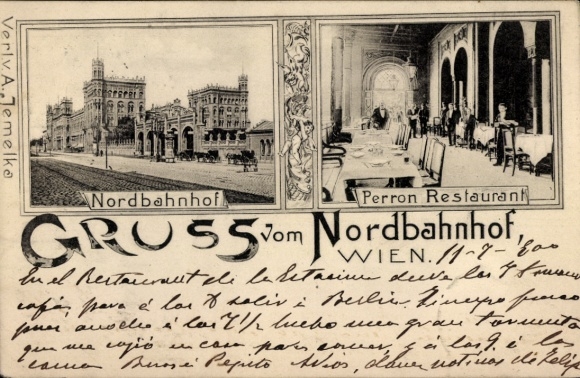 Ak Wien 2 Leopoldstadt, Nordbahnhof, Perron-Restaurant