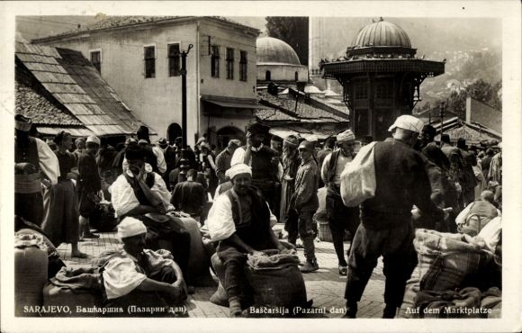 Ak Sarajevo Bosnien Herzegowina, Bascarsija, Marktplatz