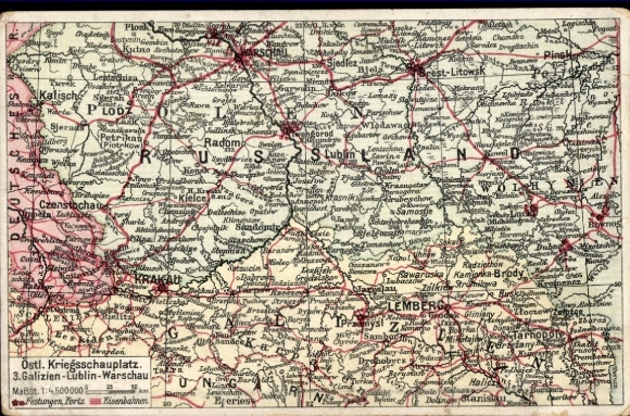 Landkarten Ak Russland, Östlicher Kriegsschauplatz, Ukraine