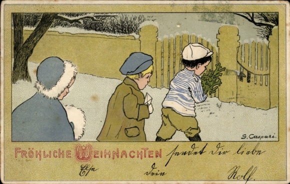 Künstler Ak Caspari, Gertrud, Frohe Weihnachten, Kinder