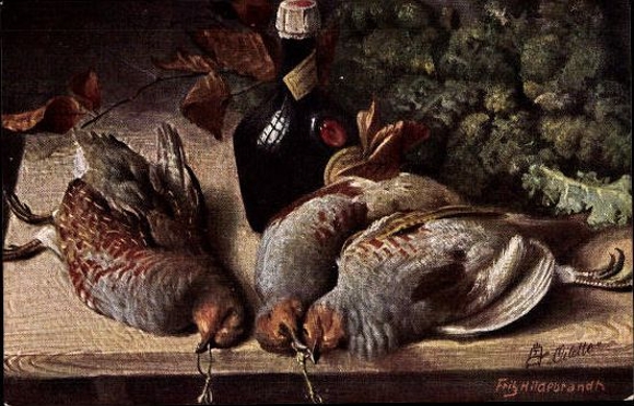 6 Künstler AK im Umschlag, Oilette Serie von Fritz Hildebrandt, Stillleben von Küchentisch