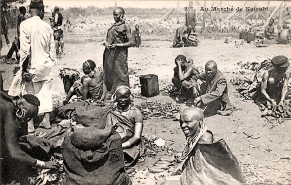 Ak Nairobi Kenia, Marktszene, Einheimische