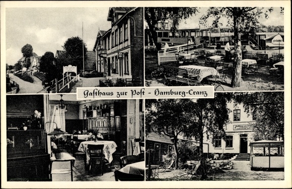 Ak Hamburg Harburg Cranz, Gasthaus zur Post, Inh. Günther Kramer, Innen und Außen