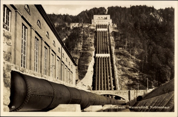 Ak Kochel am See, Walchenkraftwerk und Wasserschloss