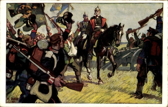 Künstler Ak Jank, Angelo, Kaiser Wilhelm I., Ritt um Sedan 1870