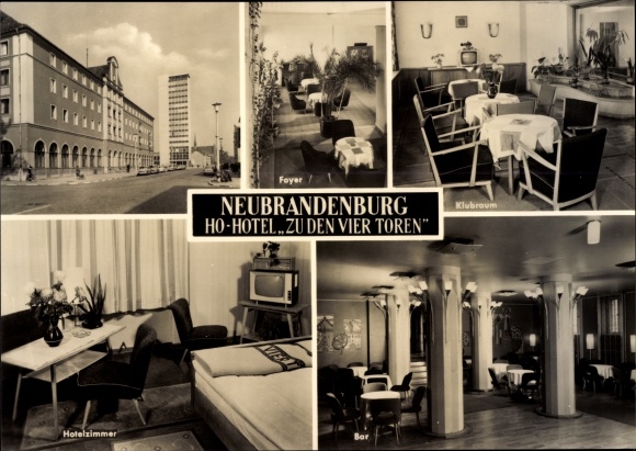 Ak Neubrandenburg in Mecklenburg, HO Hotel Zu den vier Toren
