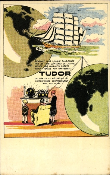 Ak Reklame, Tudor, Familie vor dem Radio