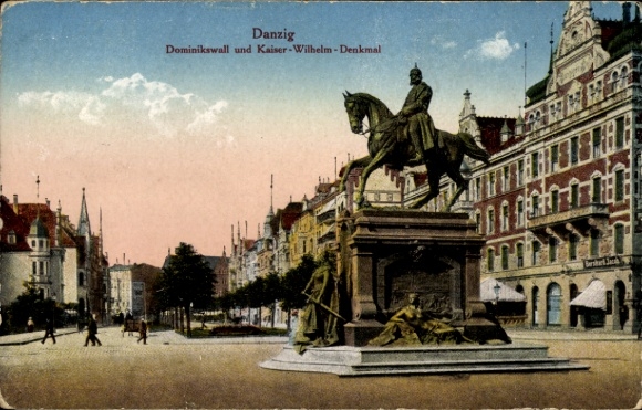 Ak Gdańsk Danzig, Dominikswall und Kaiser Wilhelm Denkmal