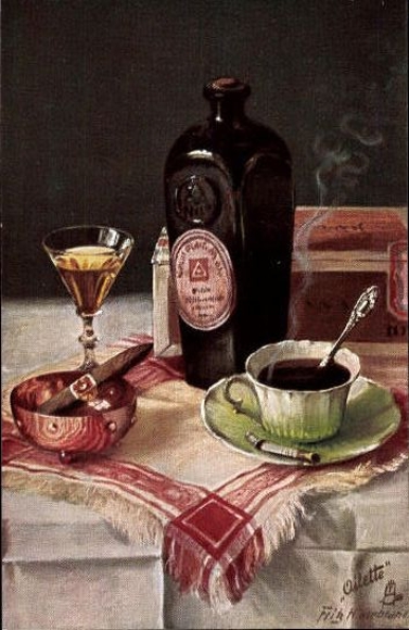 6 Künstler AK im Umschlag von Fritz Hildebrandt, Oilette Serie Für leckere Zungen