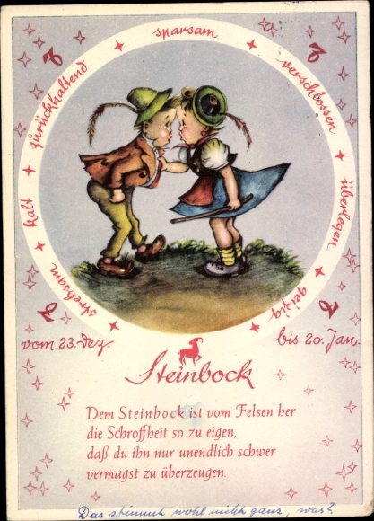 Künstler Ak Sternzeichen Steinbock, Capricornus, 22. Dezember bis 20. Januar