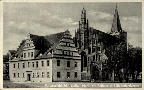Ak Lubsko Sommerfeld in der Niederlausitz Ostbrandenburg, Markt, Rathaus, Stadtpfarrkirche