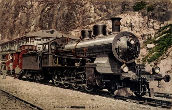 Ak Lausanne Kanton Waadt, Bahnhof, Lokomotive