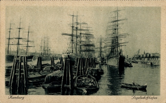 Ak Hamburg Mitte St. Pauli, Segelschiffhafen