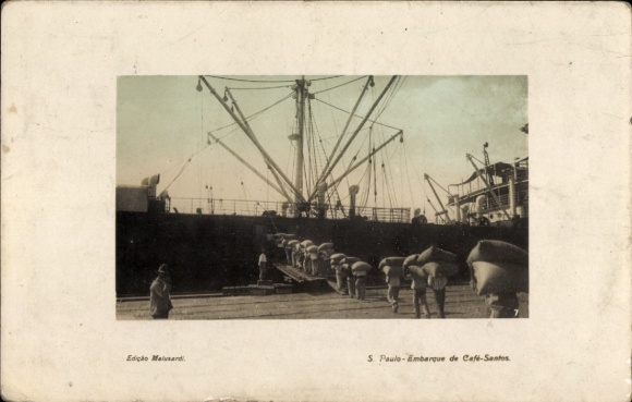 Ak São Paulo Brasilien, Beladen des Schiffes