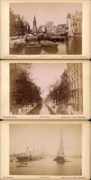 12 Kabinettfotos im Umschlag, Souvenir D` Amsterdam