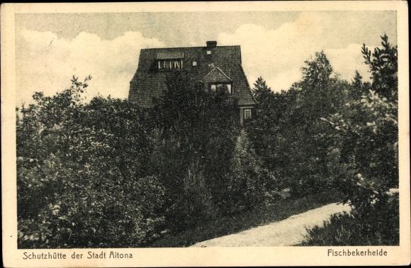 Ak Hamburg Harburg Neugraben Fischbek, Fischbeker Heide, Schutzhütte der Stadt Altona